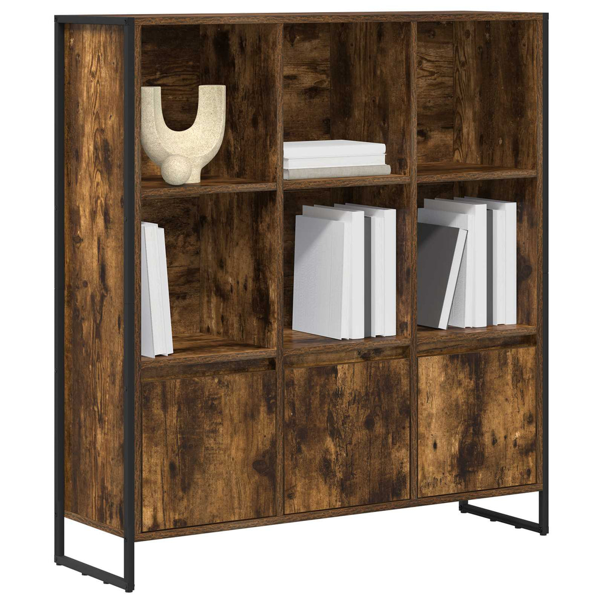 Bogskab 99,5 x 30 x 108 cm Konstrueret træ Røget Eg