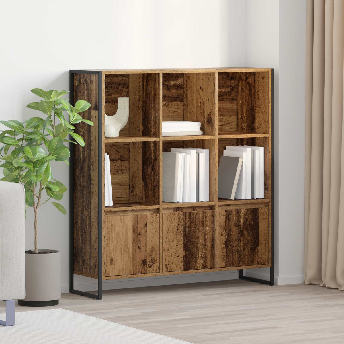Bogskab 99,5 x 30 x 108 cm Konstrueret træ Gammelt træ