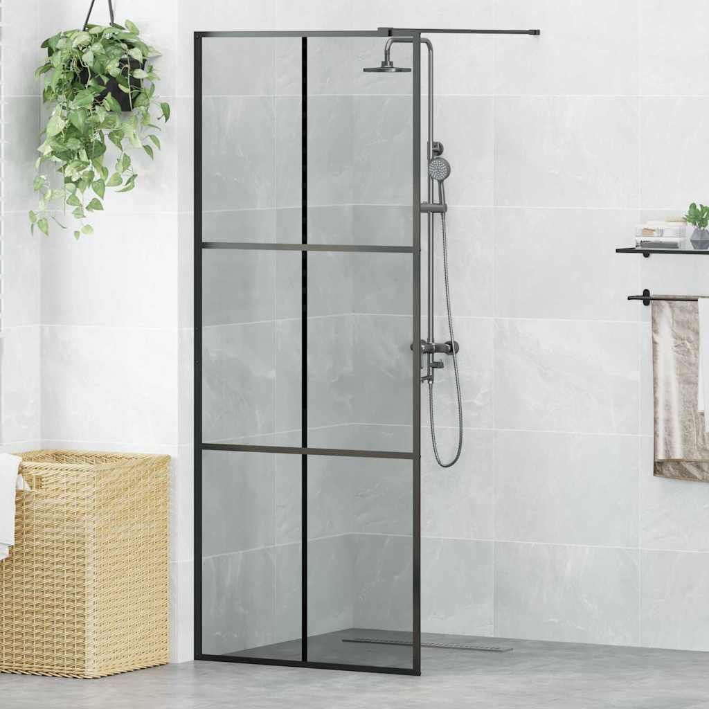 Walk-in brusevæg Sort 80 x 195 cm hærdet glas