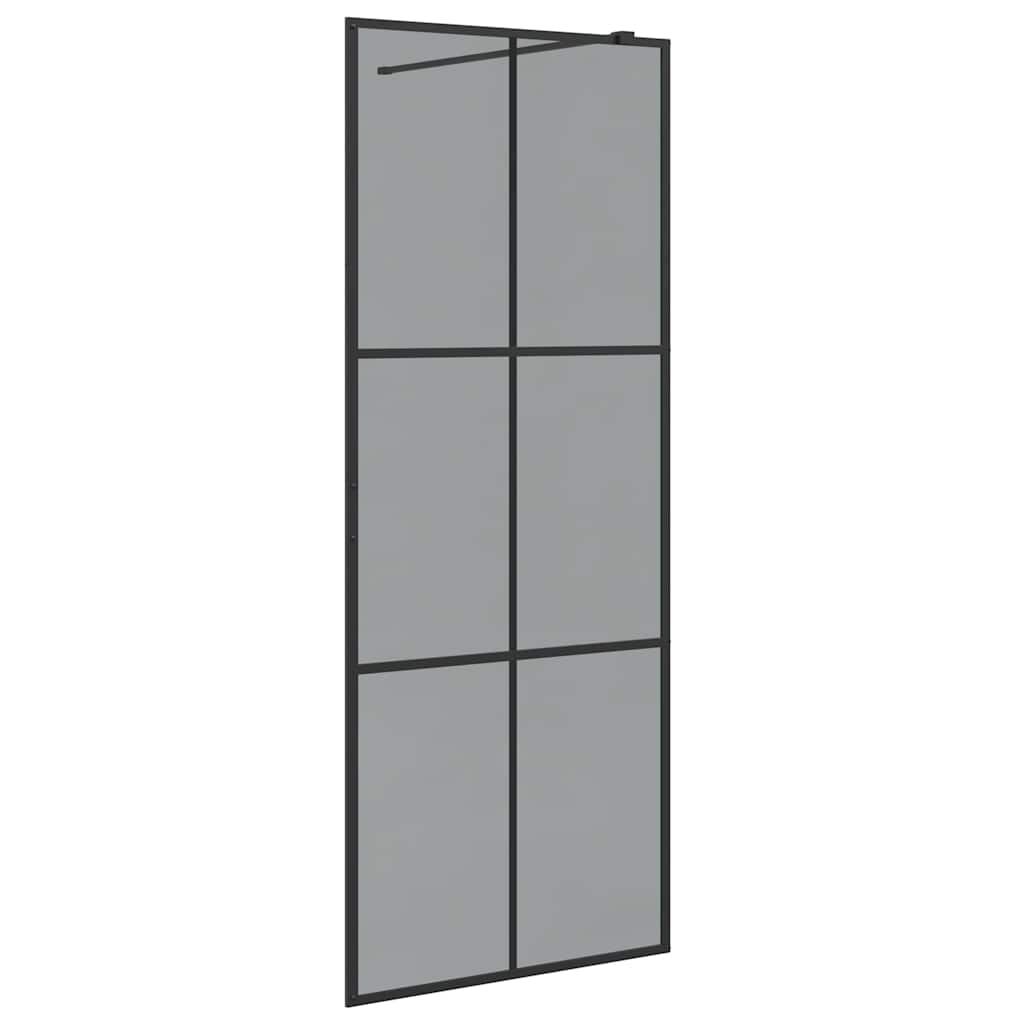 Walk-in brusevæg Sort 80 x 195 cm hærdet glas