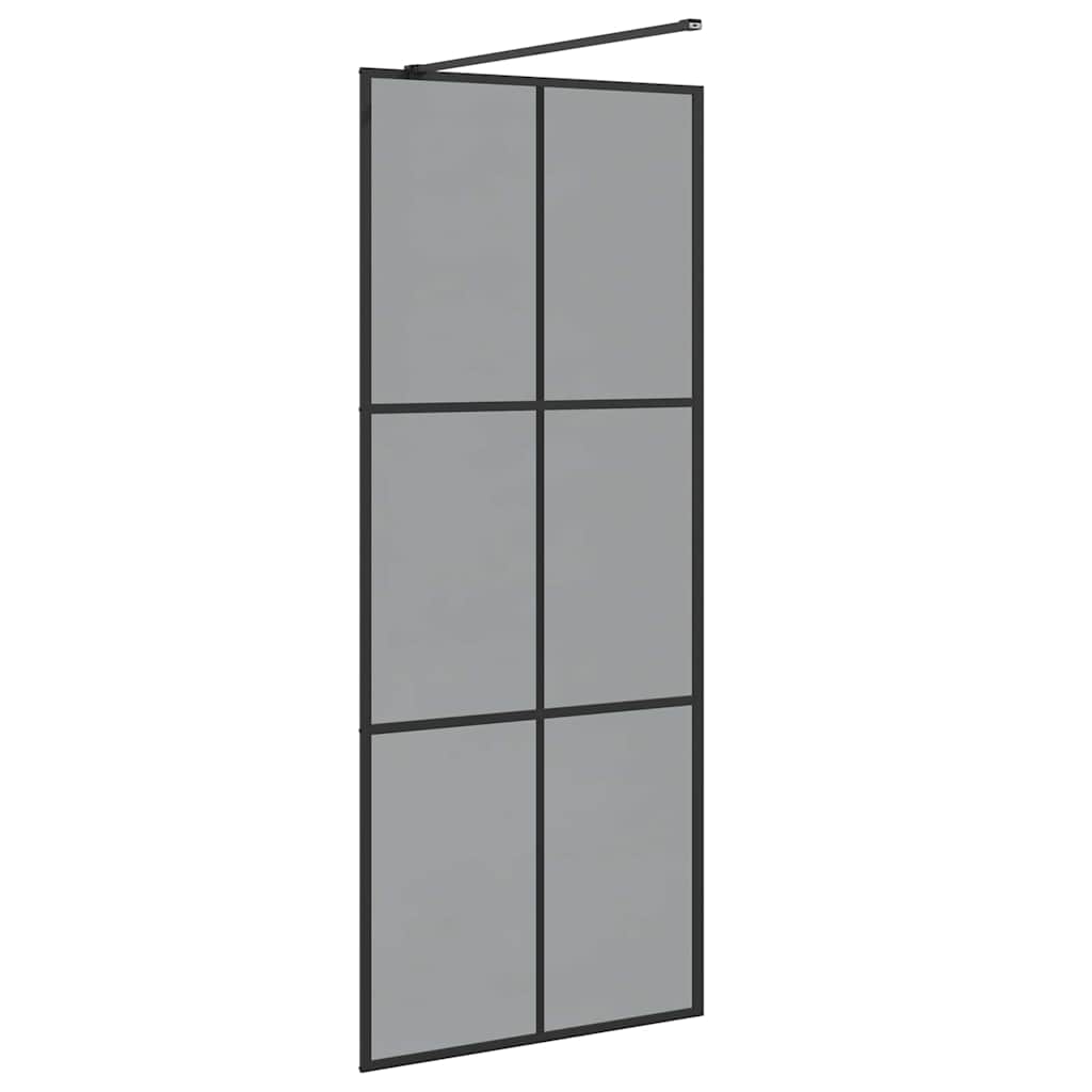 Walk-in brusevæg Sort 80 x 195 cm hærdet glas