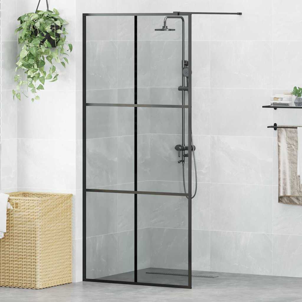 Walk-in brusevæg Sort 90 x 195 cm hærdet glas
