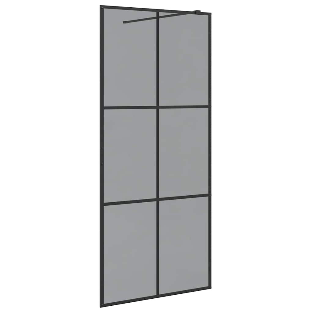 Walk-in brusevæg Sort 90 x 195 cm hærdet glas