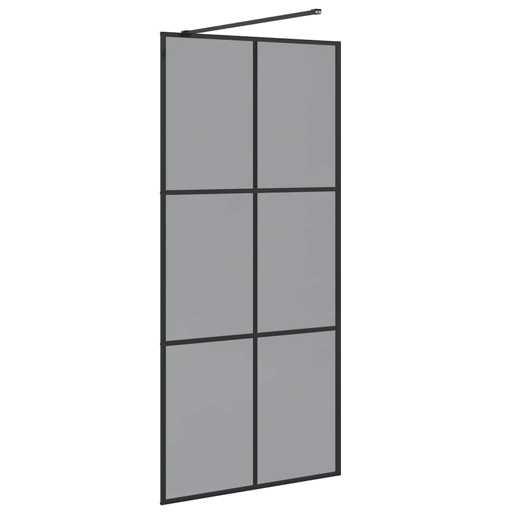 Walk-in brusevæg Sort 90 x 195 cm hærdet glas