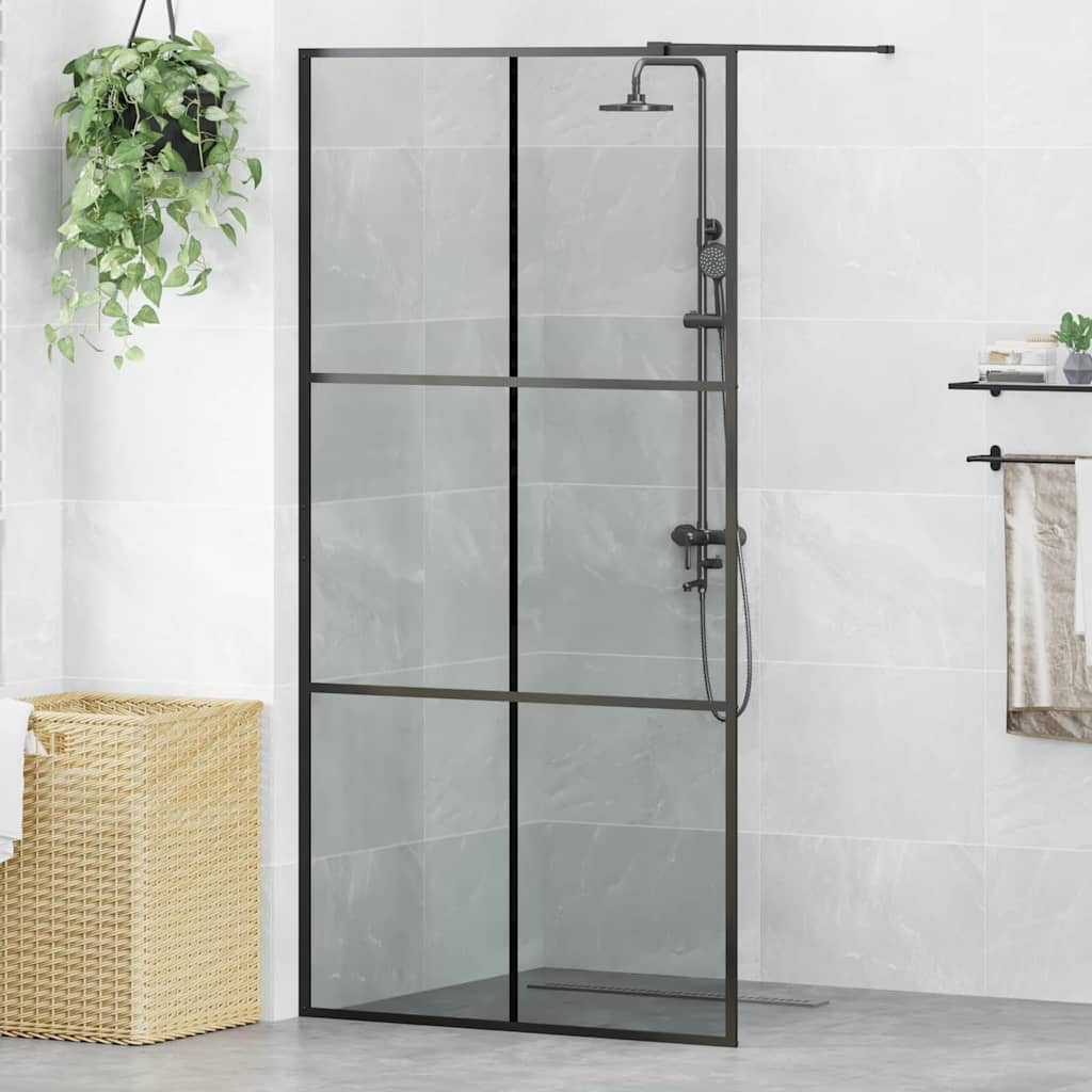 Walk-in brusevæg Sort 100 x 195 cm hærdet glas
