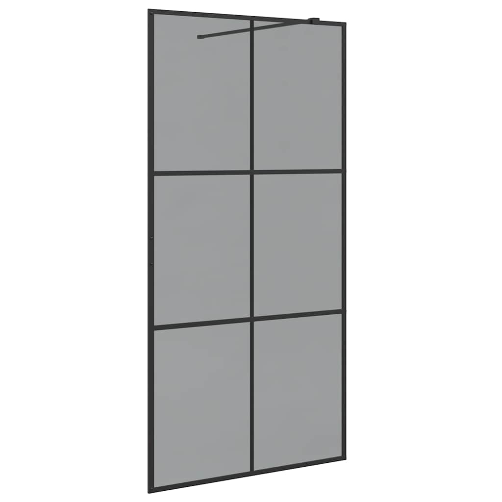 Walk-in brusevæg Sort 100 x 195 cm hærdet glas