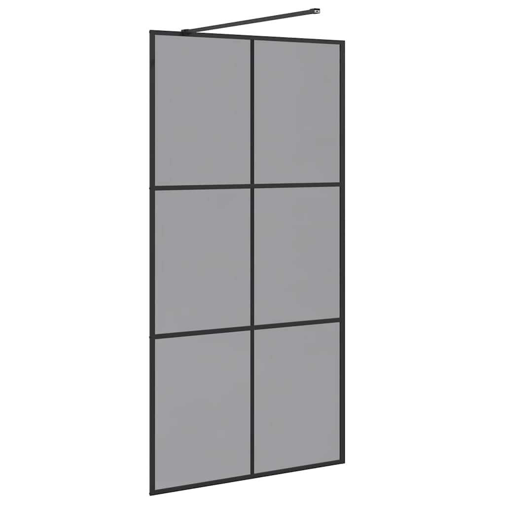 Walk-in brusevæg Sort 100 x 195 cm hærdet glas