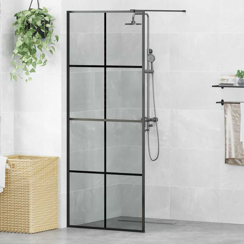 Walk-in brusevæg Sort 80 x 195 cm hærdet glas