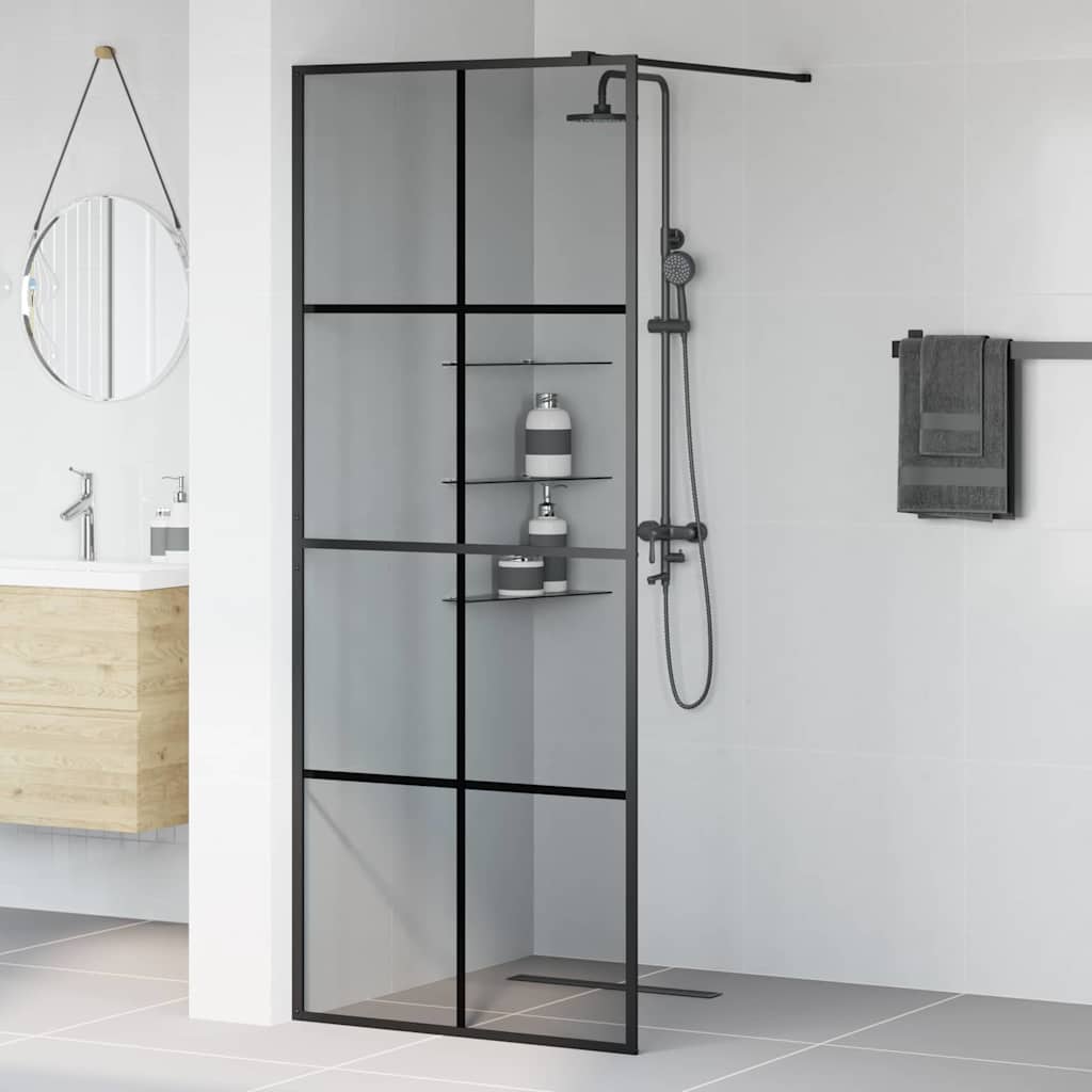 Walk-in brusevæg Sort 80 x 195 cm hærdet glas