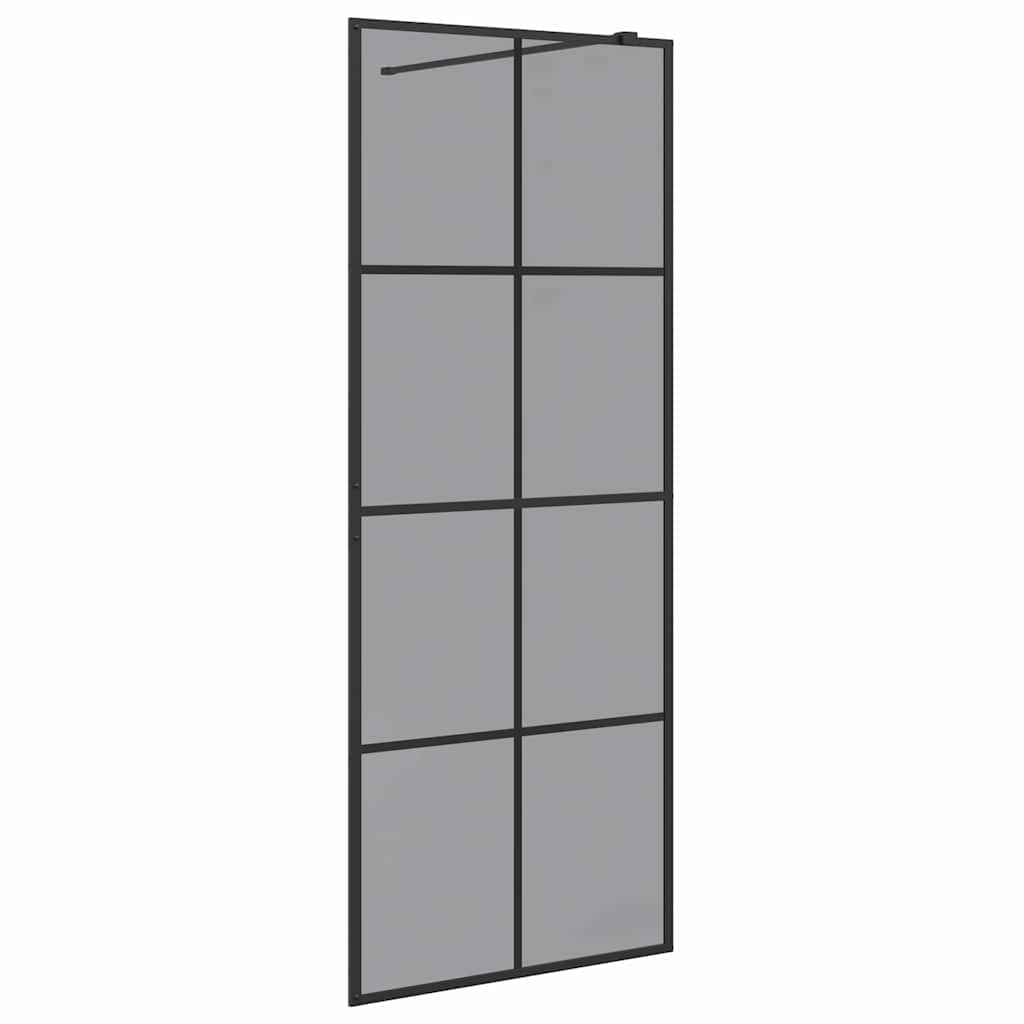 Walk-in brusevæg Sort 80 x 195 cm hærdet glas