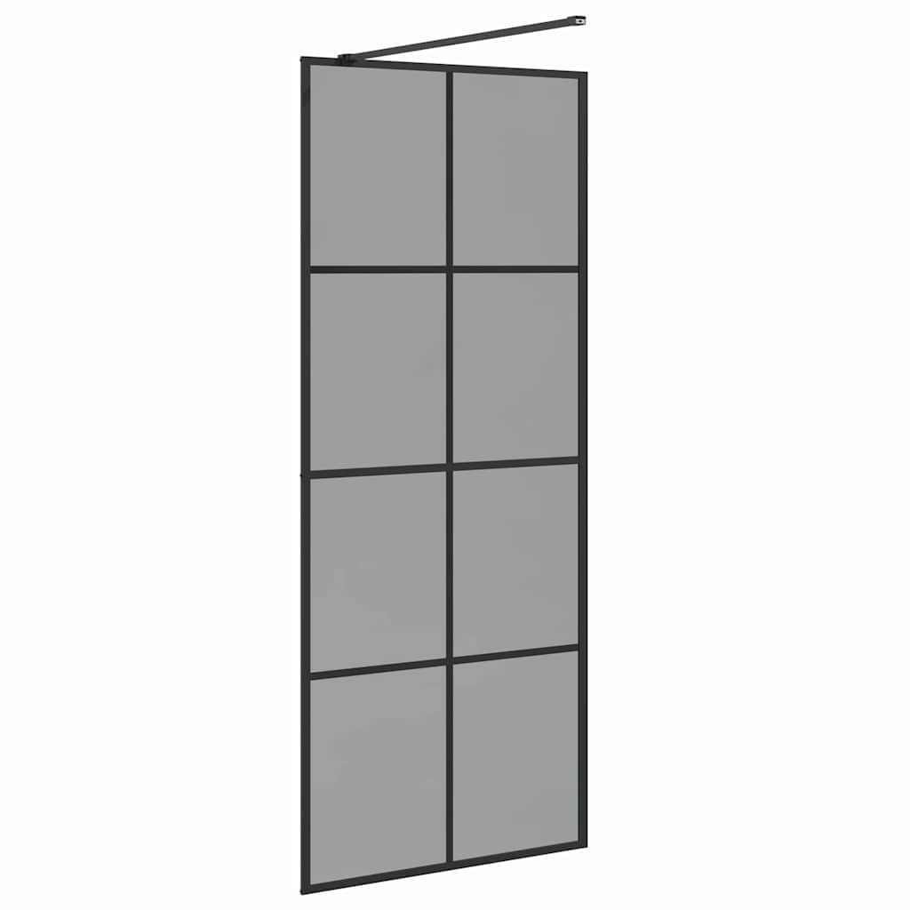 Walk-in brusevæg Sort 80 x 195 cm hærdet glas