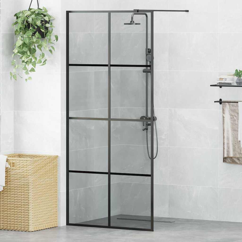 Walk-in brusevæg Sort 90 x 195 cm hærdet glas