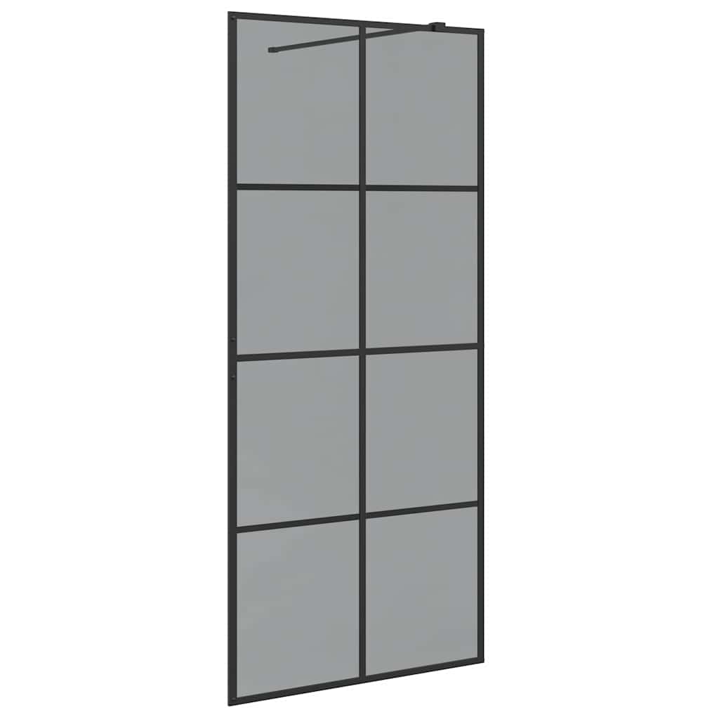 Walk-in brusevæg Sort 90 x 195 cm hærdet glas
