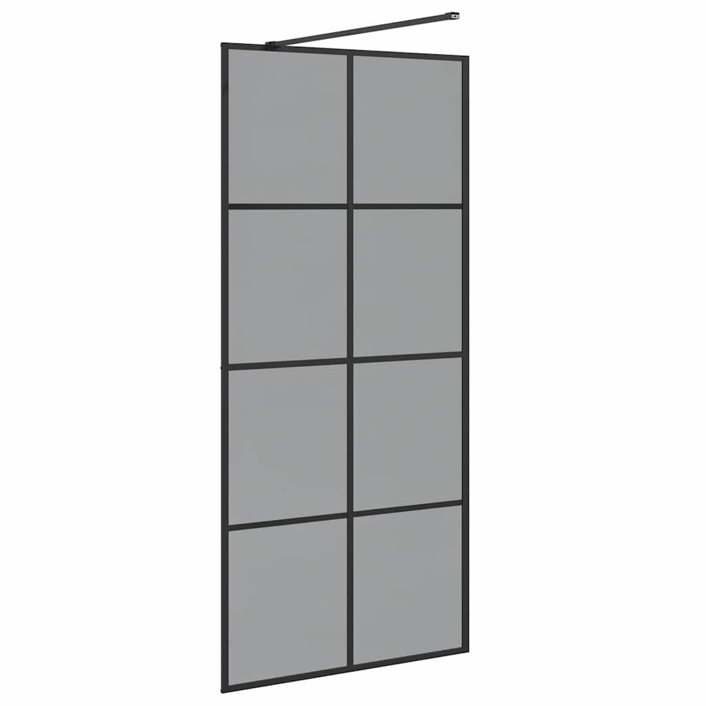 Walk-in brusevæg Sort 90 x 195 cm hærdet glas