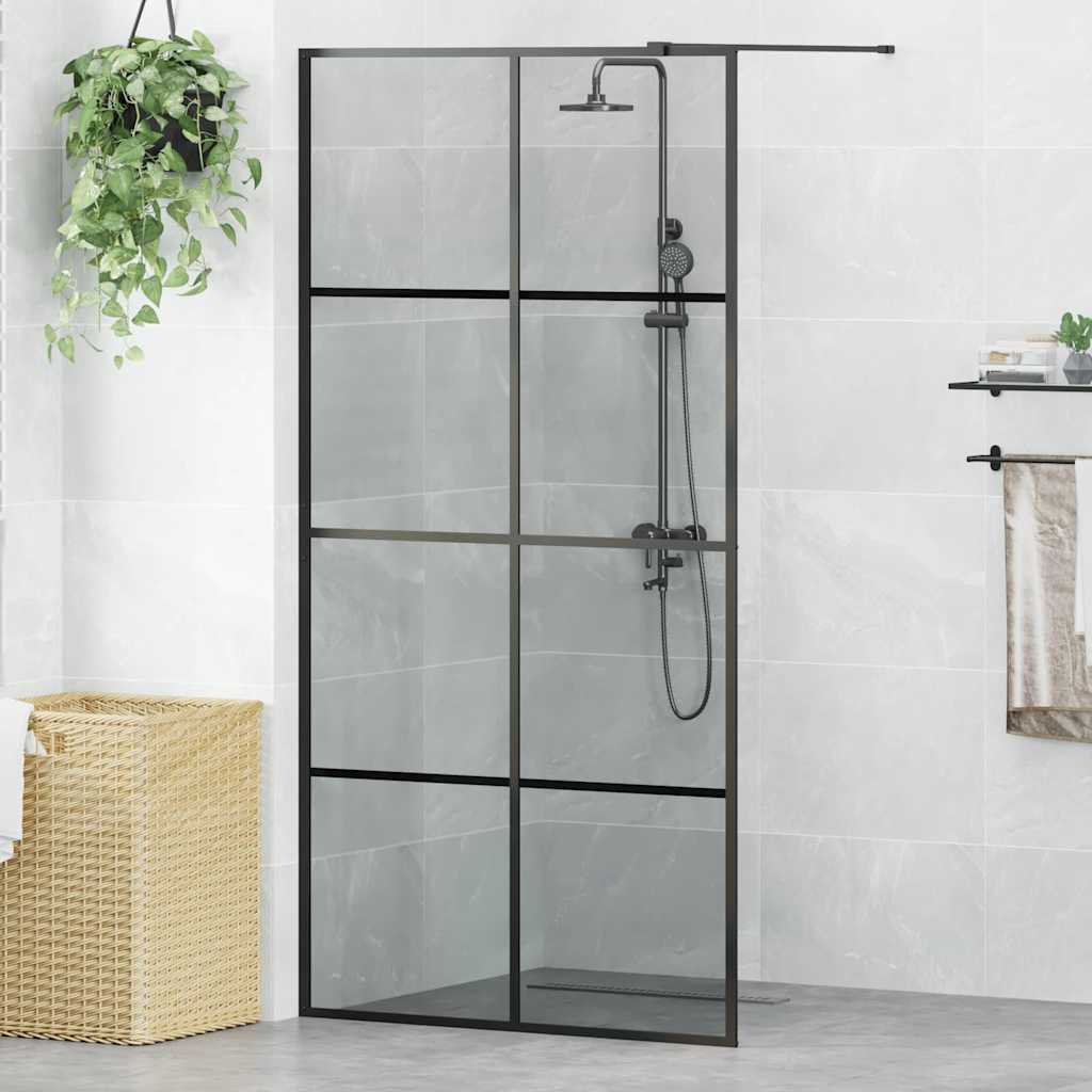 Walk-in brusevæg Sort 100 x 195 cm hærdet glas