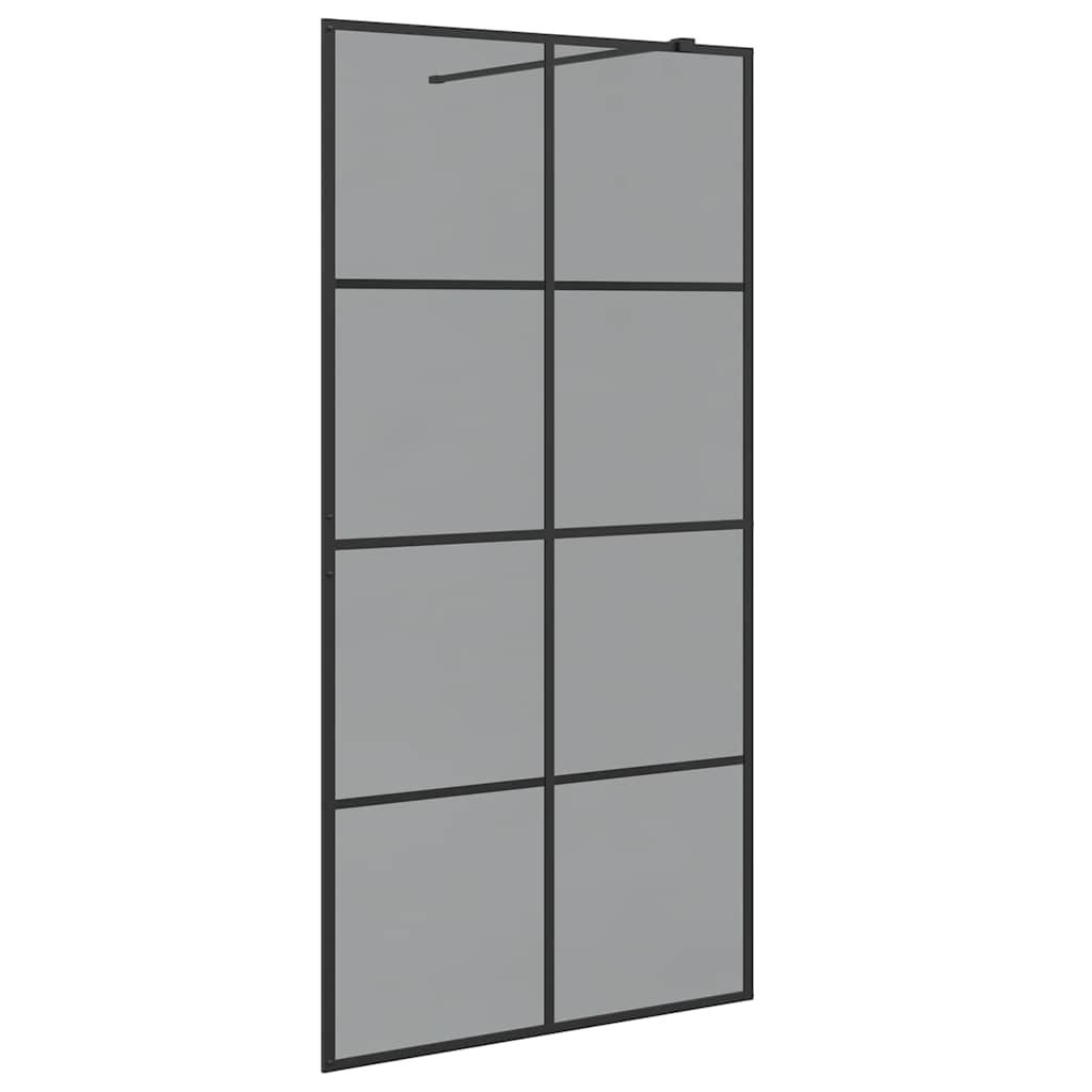 Walk-in brusevæg Sort 100 x 195 cm hærdet glas
