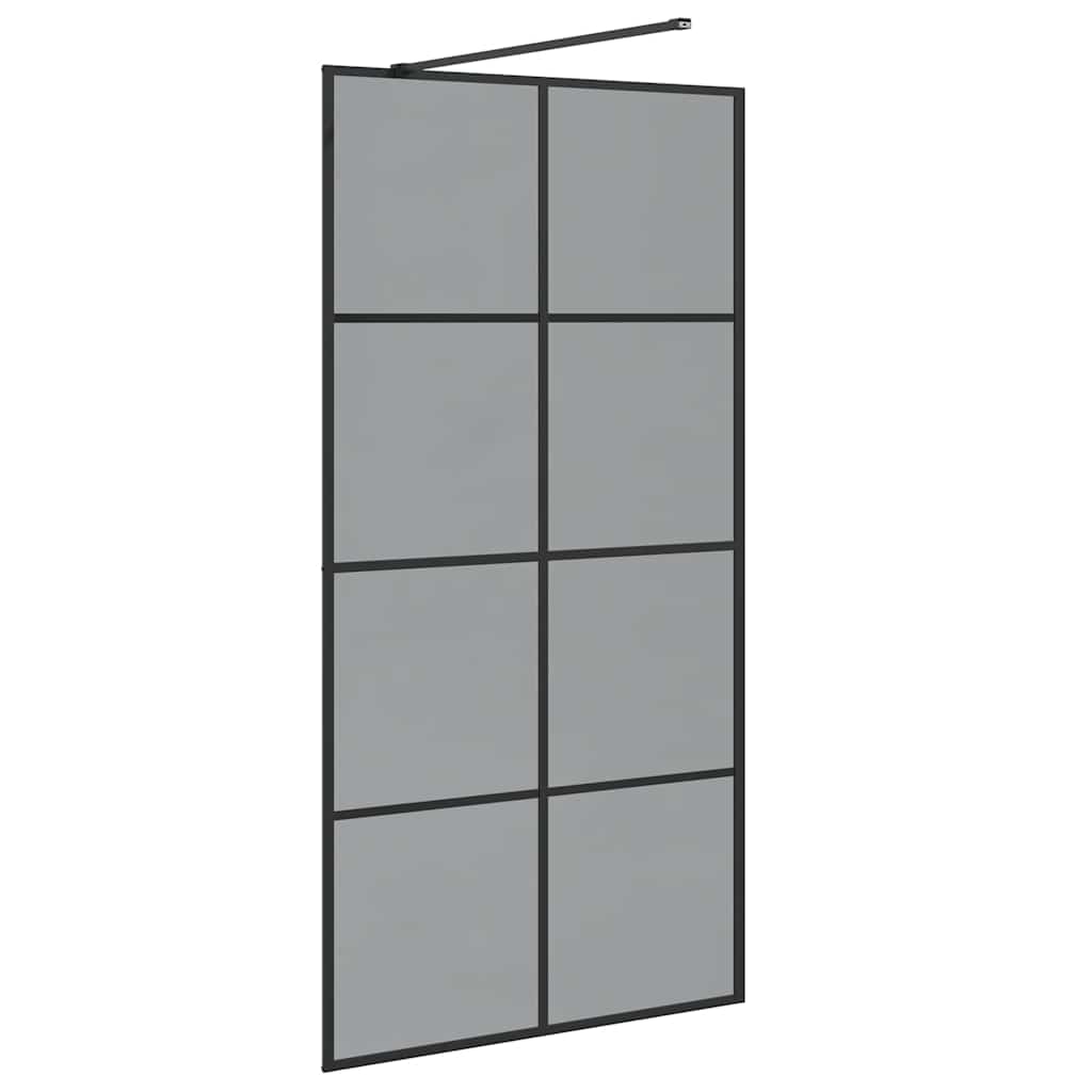 Walk-in brusevæg Sort 100 x 195 cm hærdet glas