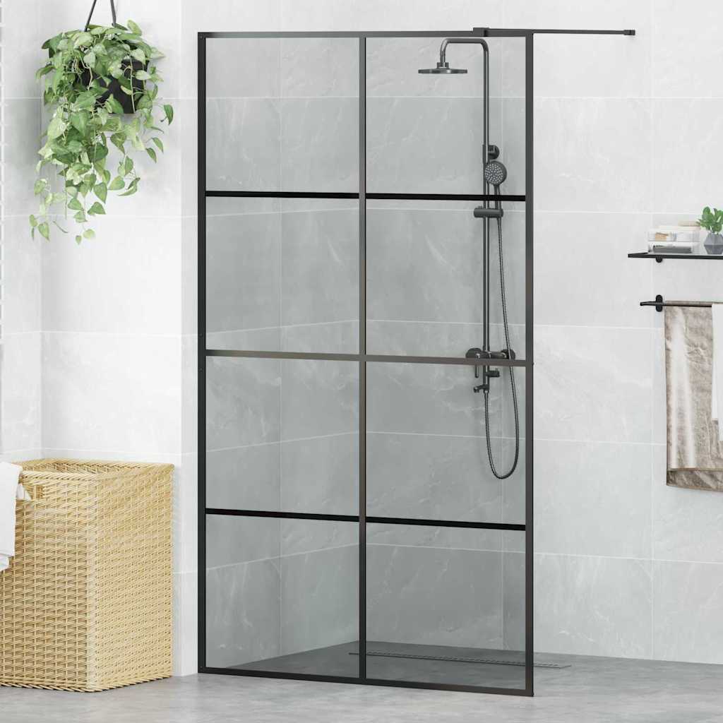 Walk-in brusevæg Sort 115 x 195 cm hærdet glas