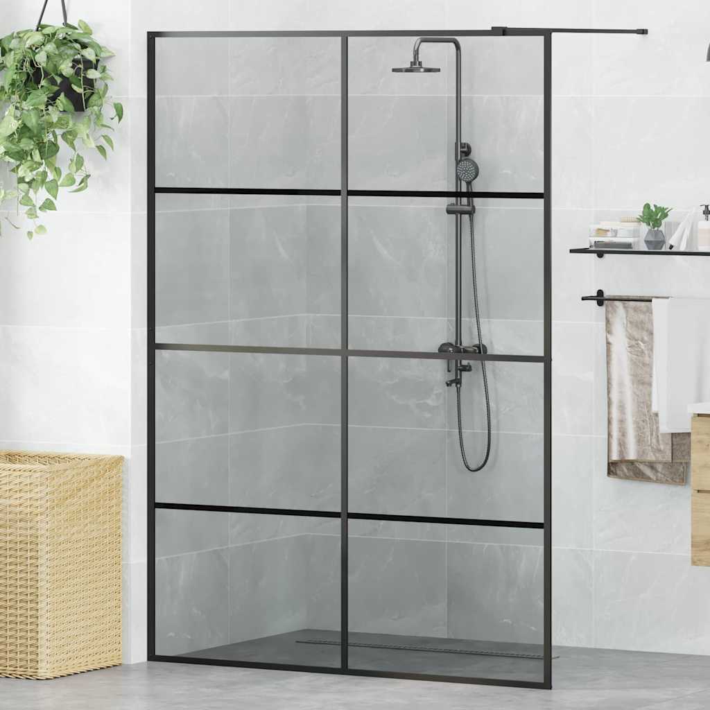 Walk-in brusevæg Sort 140 x 195 cm hærdet glas