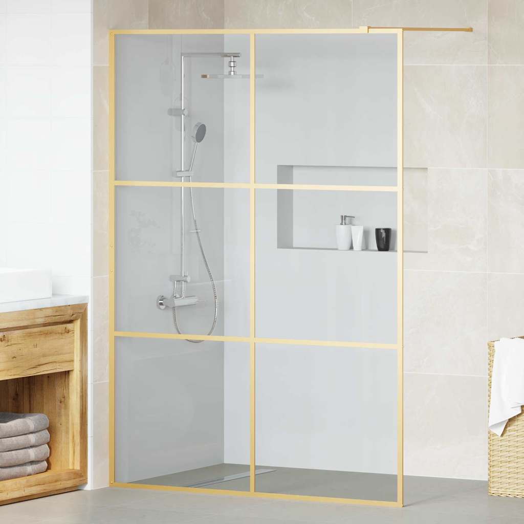 Walk-in brusevæg Guld 140 x 195 cm hærdet glas