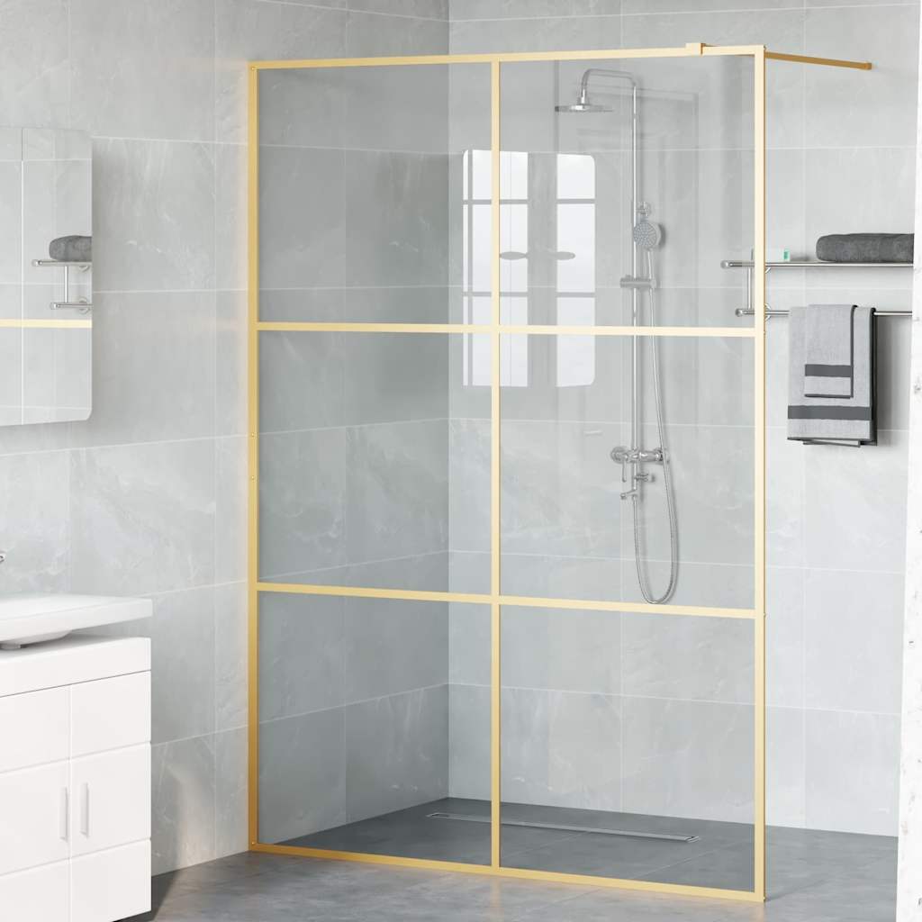 Walk-in brusevæg Guld 140 x 195 cm hærdet glas