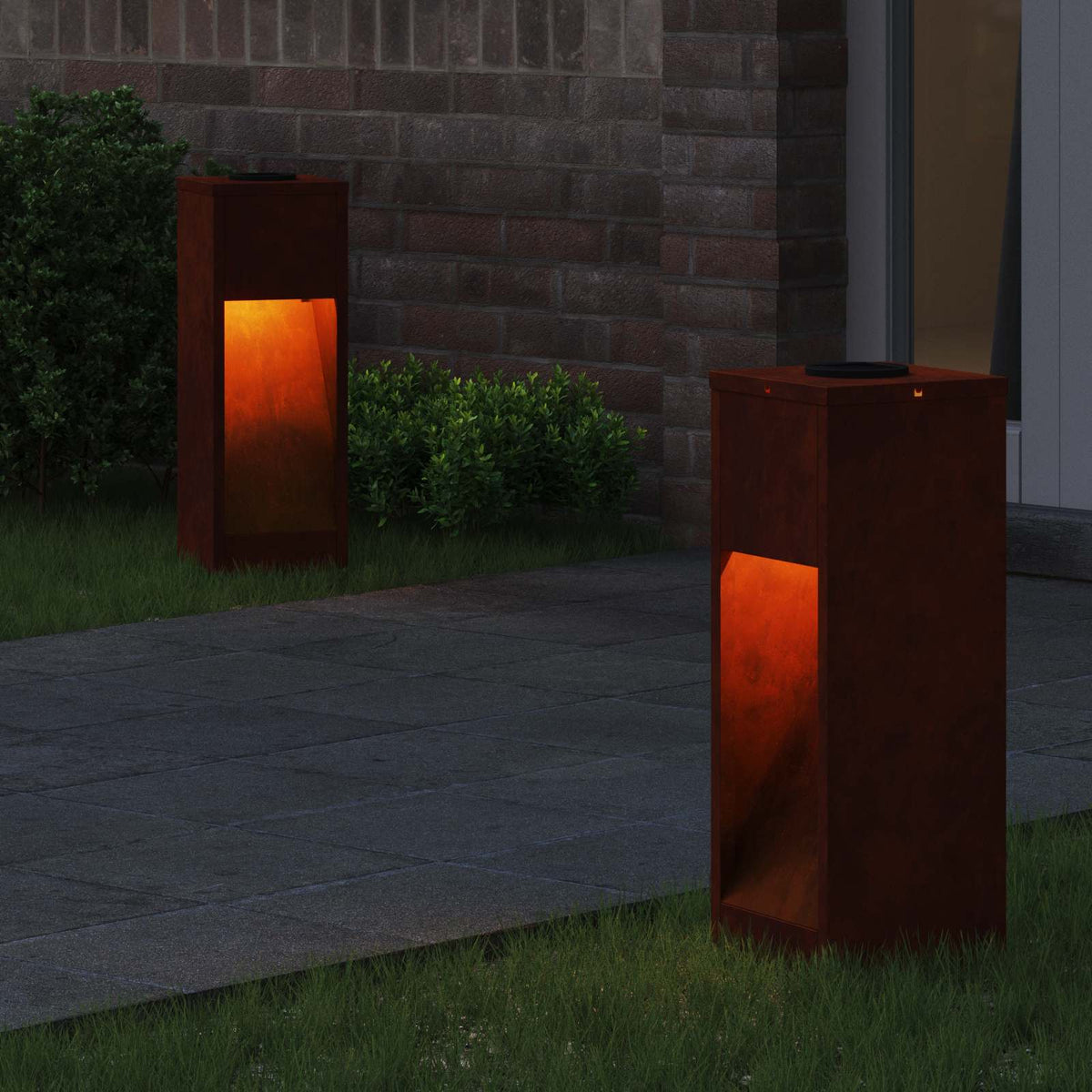 Solar Led Sti Lys 2 stk. Varm hvid 18 x 18 x 50 cm Cortenstål