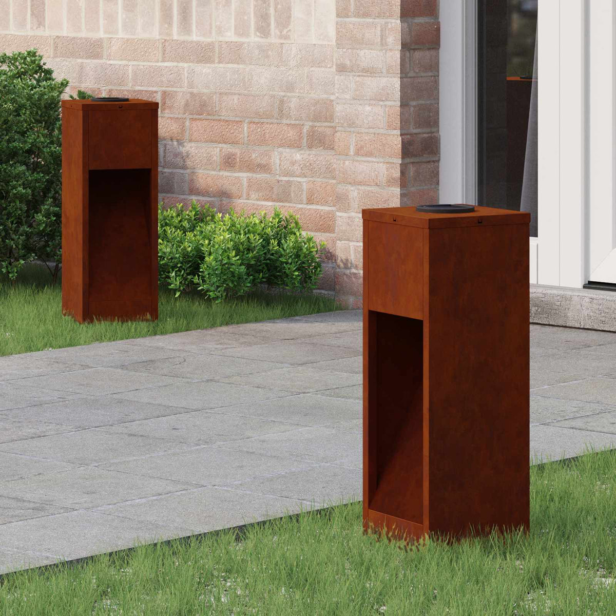 Solar Led Sti Lys 2 stk. Varm hvid 18 x 18 x 50 cm Cortenstål
