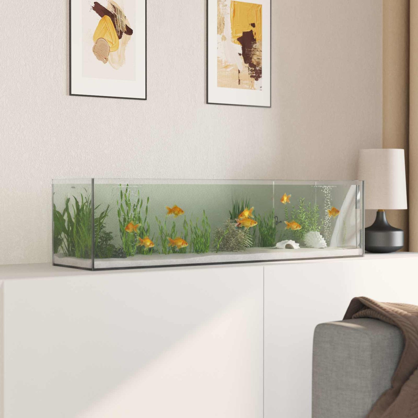 Akvarium med opbevaring Transparent 80 x 20 x 20 cm Glas