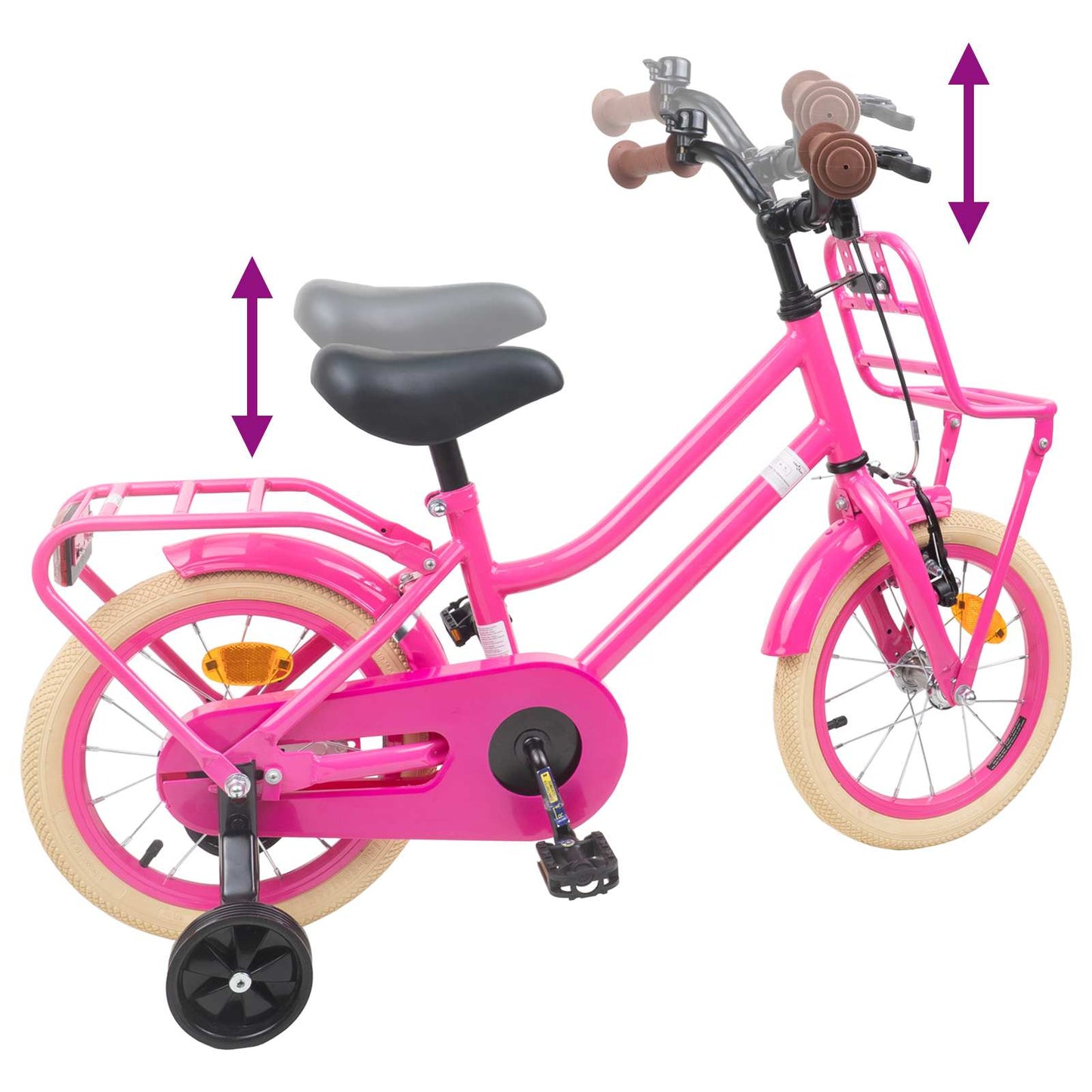 Børnecykel 14 tommer anbefalet til 3-5 år gammel Mørk pink