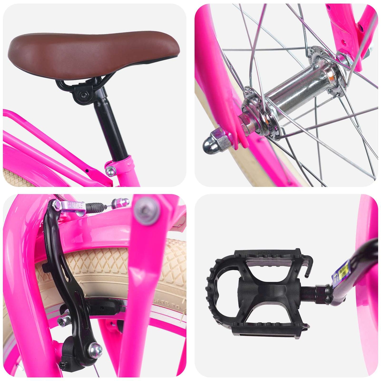 Børnecykel 18 tommer til 5-7 år gammel Mørk pink