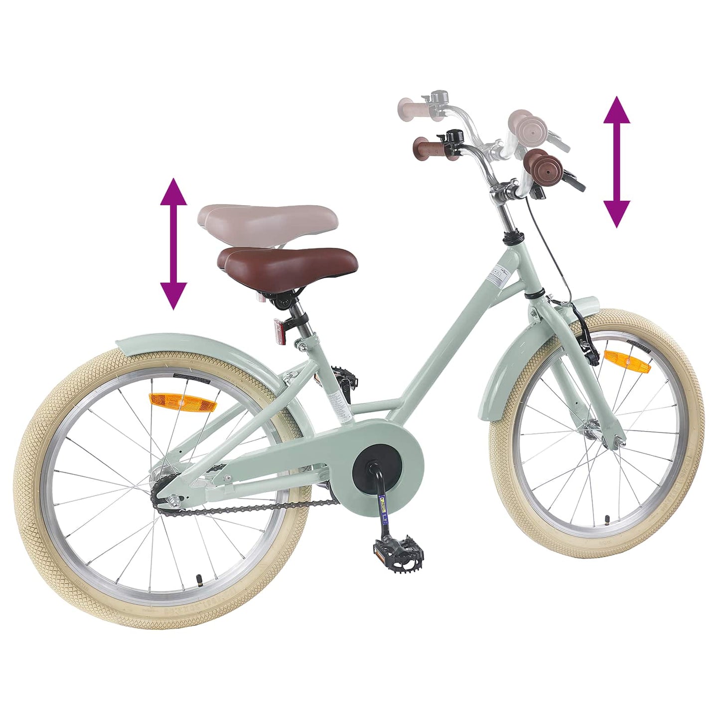 Børnecykel 18 tommer til 5-7 år gammel Lys grøn