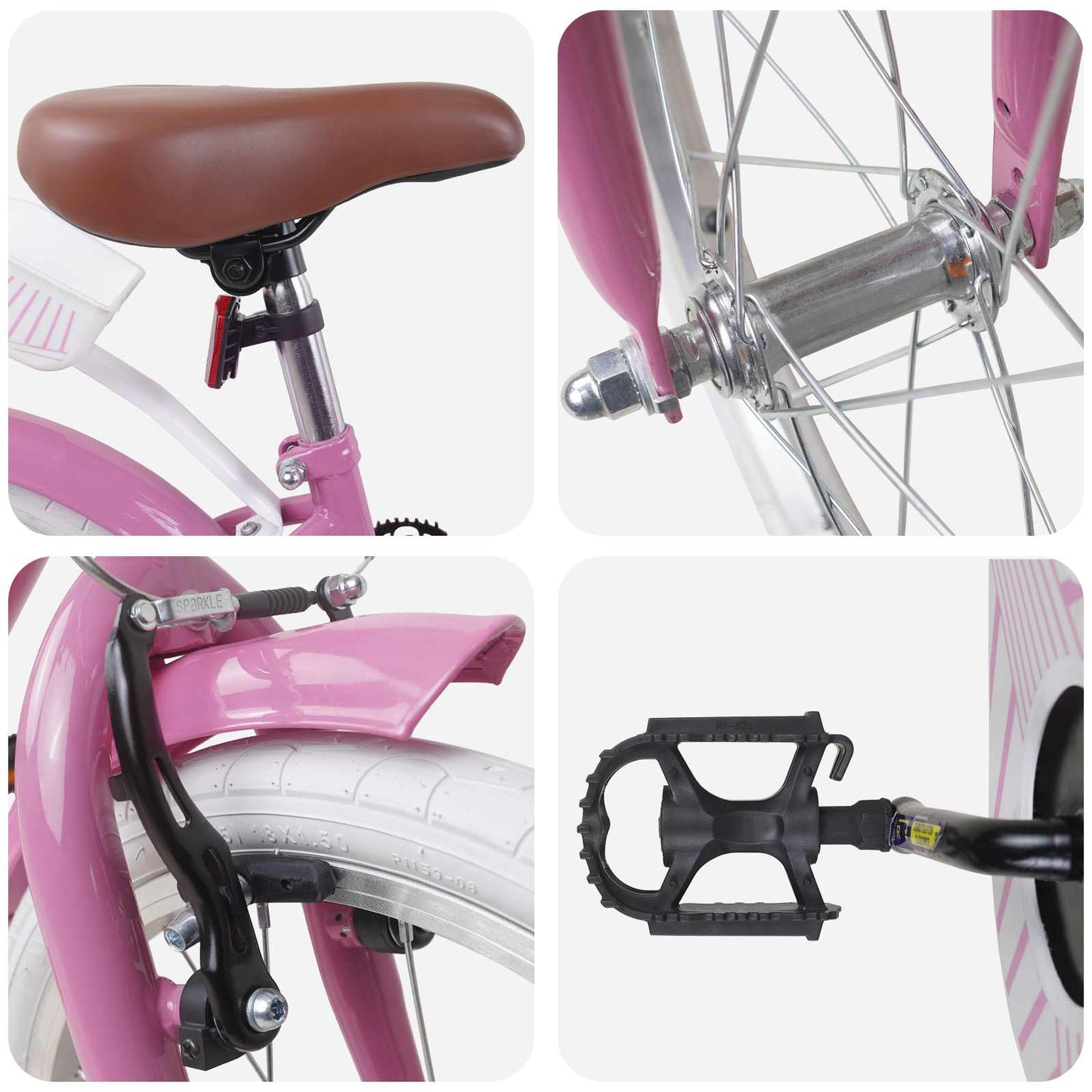 Børnecykel 18 tommer til 5-7 år gammel Lys pink