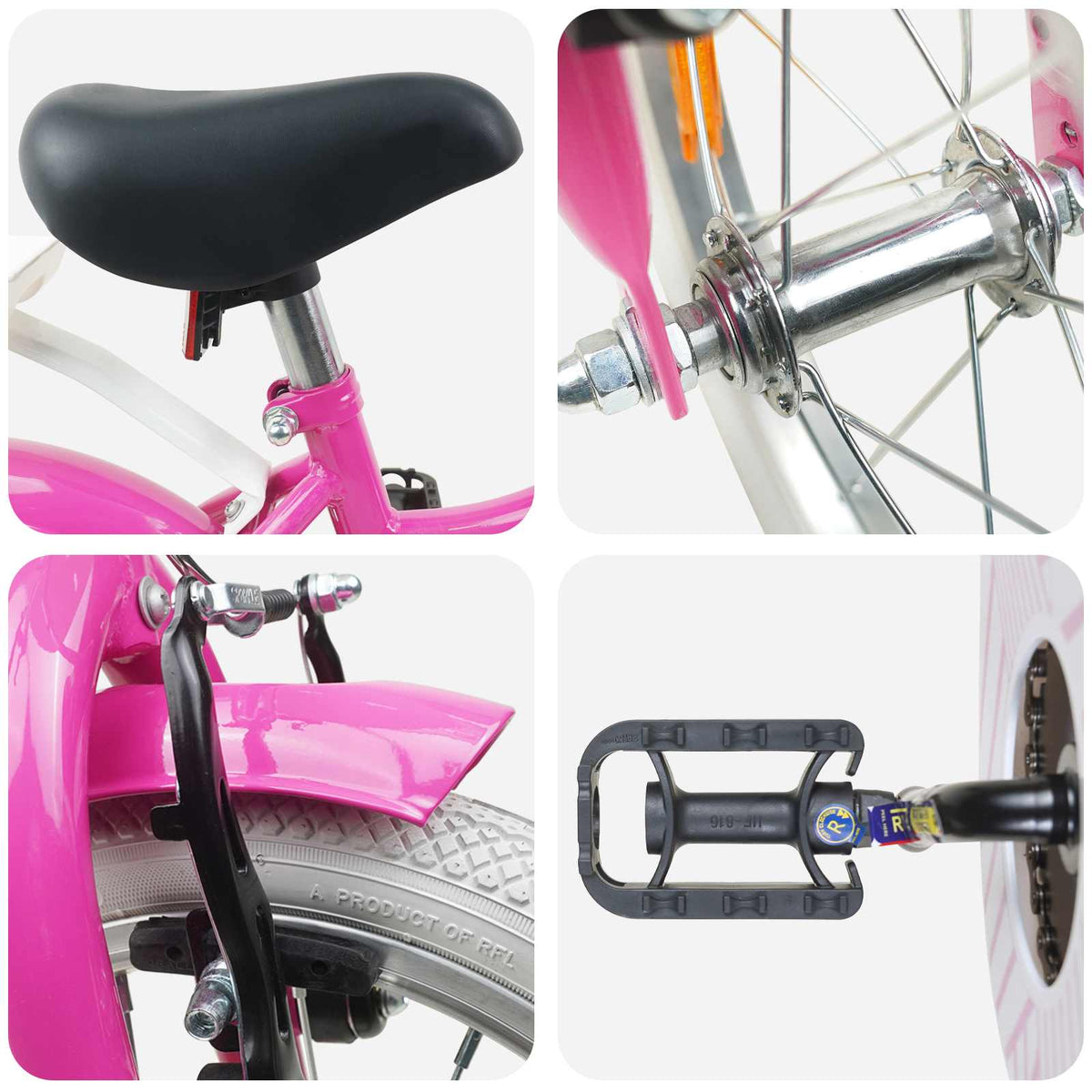 Børnecykel 14 tommer anbefalet til 3-5 år gammel Mørk pink