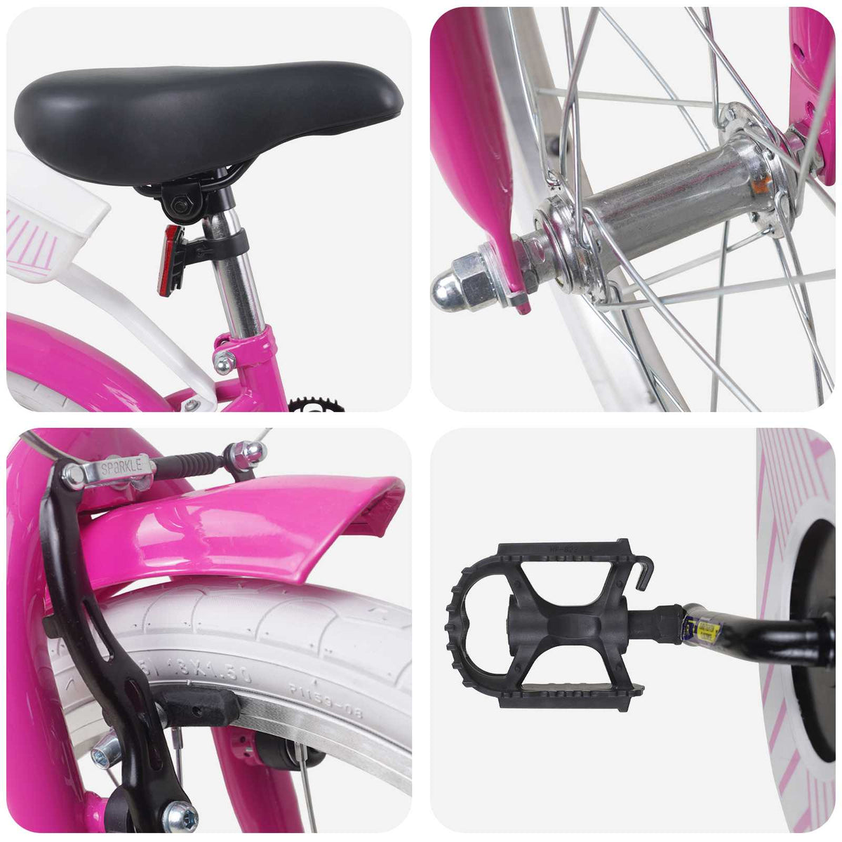 Børnecykel 18 tommer til 5-7 år gammel Mørk pink