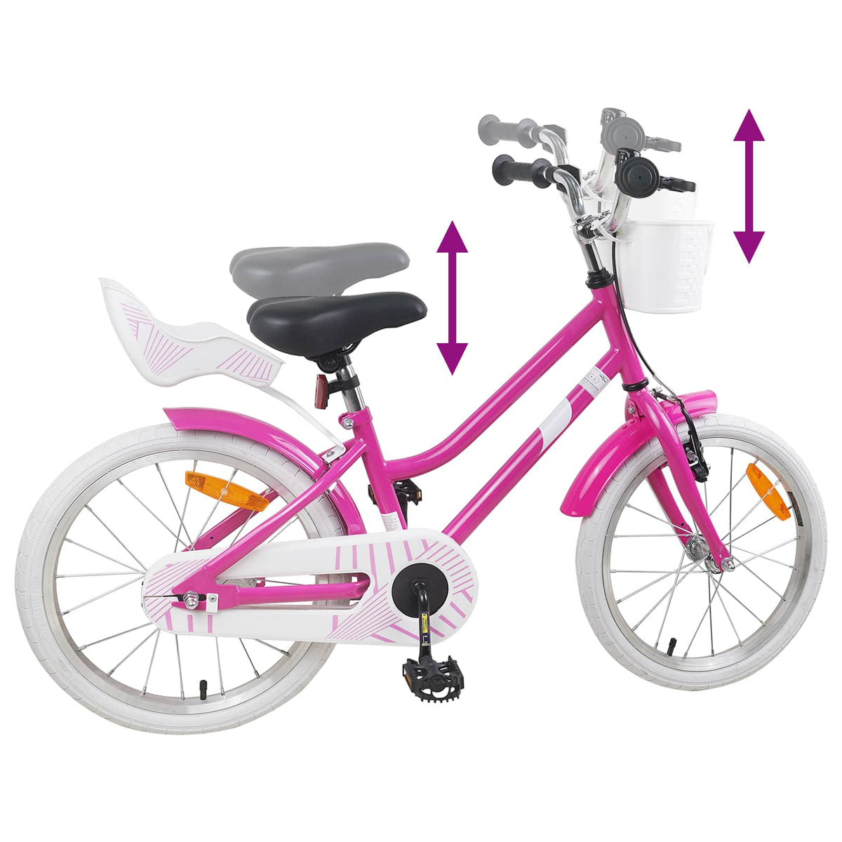 Børnecykel 18 tommer til 5-7 år gammel Mørk pink