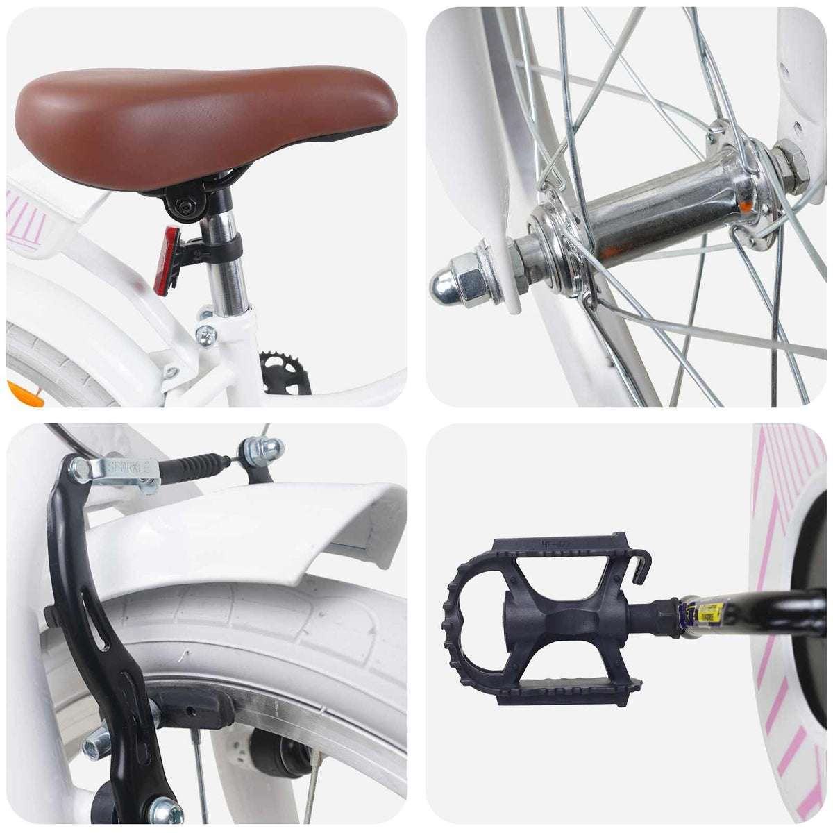 Børnecykel 18 tommer til 5-7 år gammel Hvid