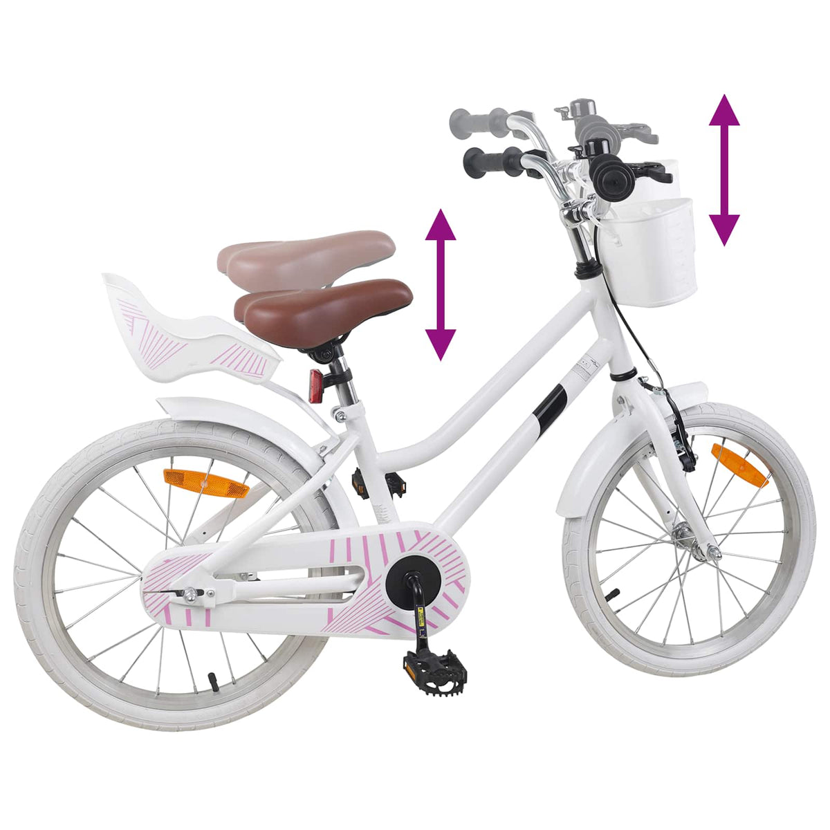 Børnecykel 18 tommer til 5-7 år gammel Hvid
