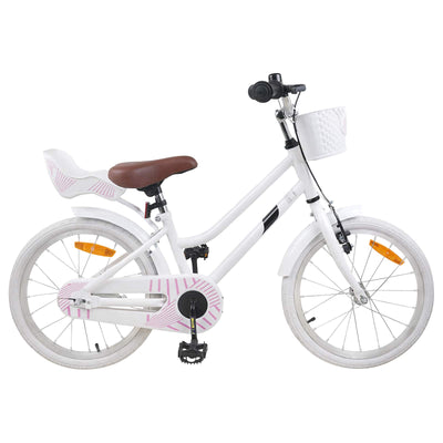 Børnecykel 18 tommer til 5-7 år gammel Hvid