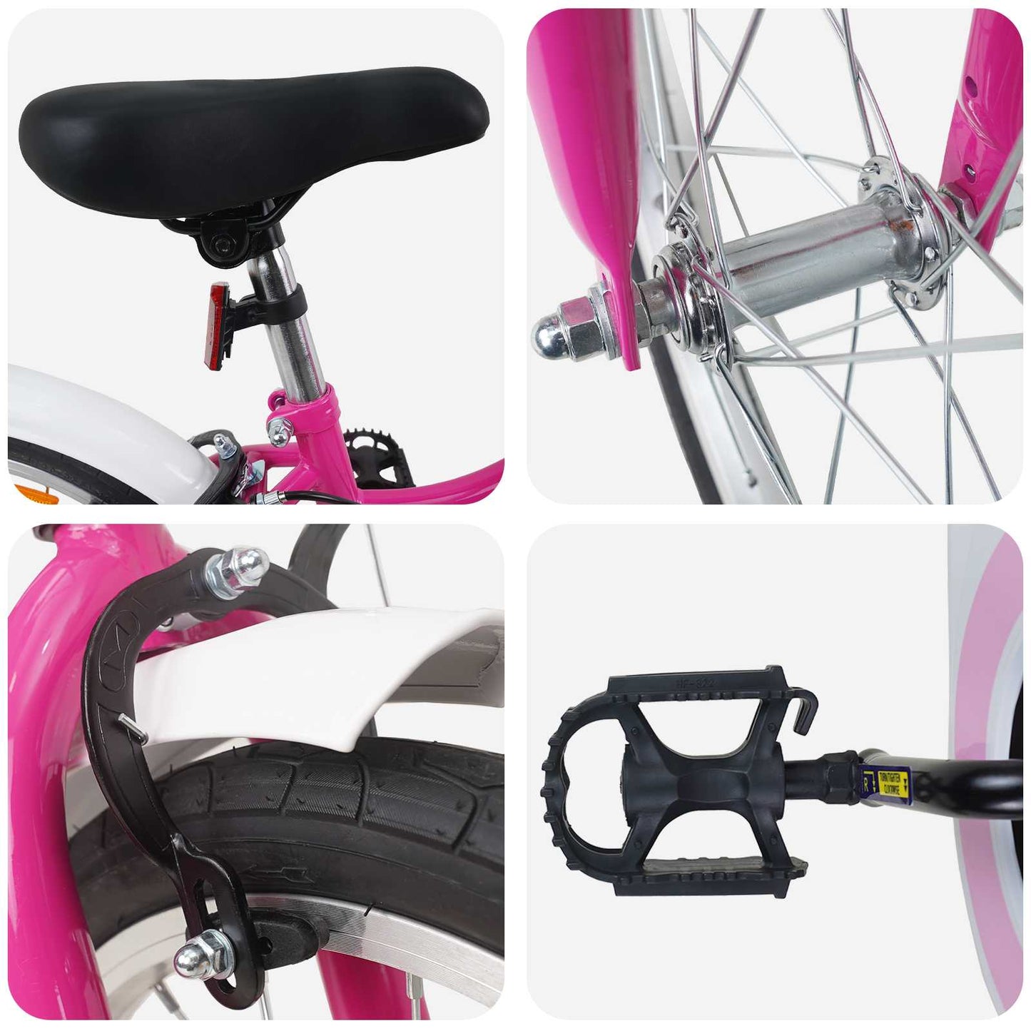 Børnecykel 18 tommer til 5-7 år gammel Pink Hvid