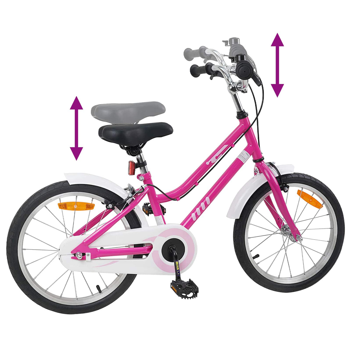 Børnecykel 18 tommer til 5-7 år gammel Pink Hvid