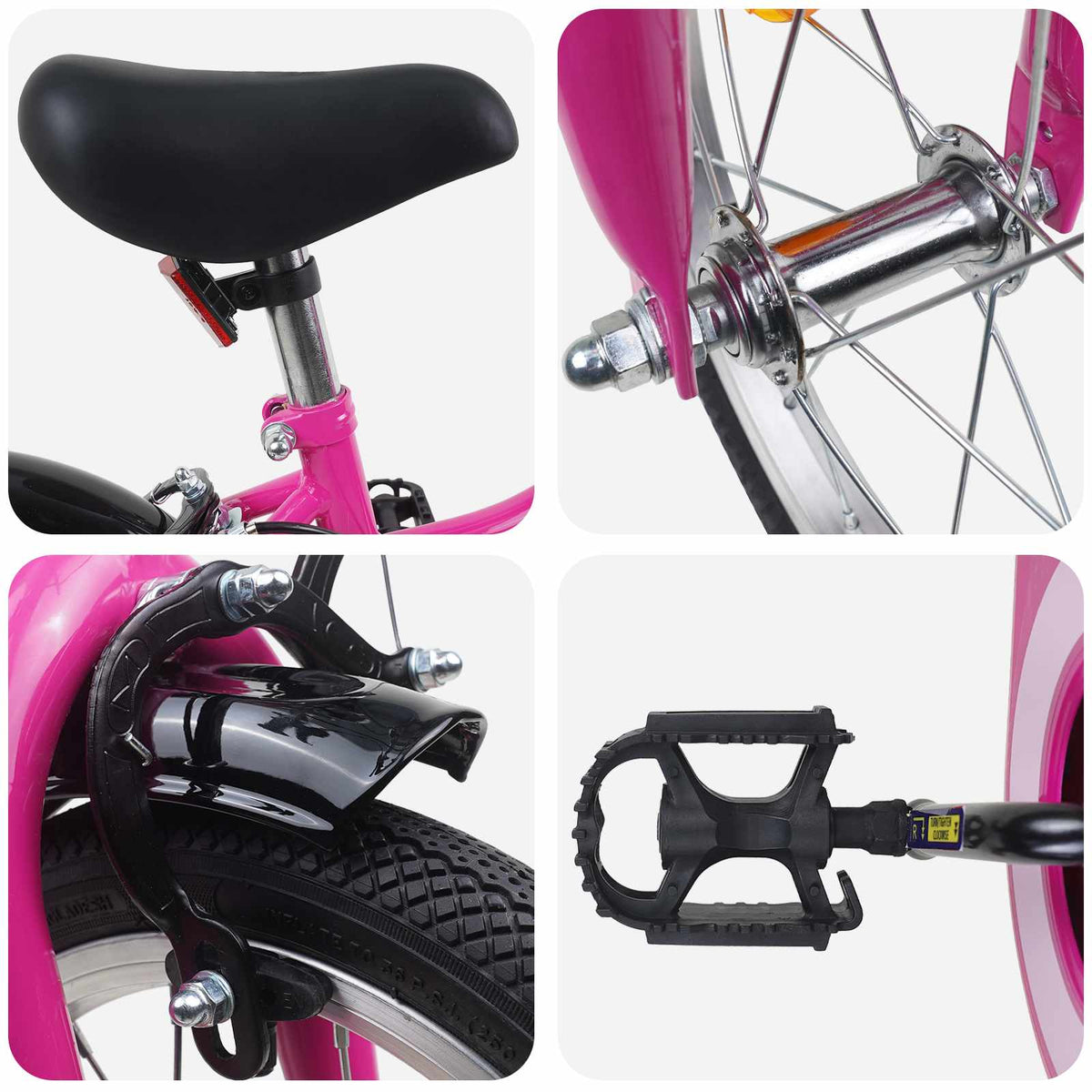 Børnecykel 12 tommer til 2-4 år gamle Pink Sort