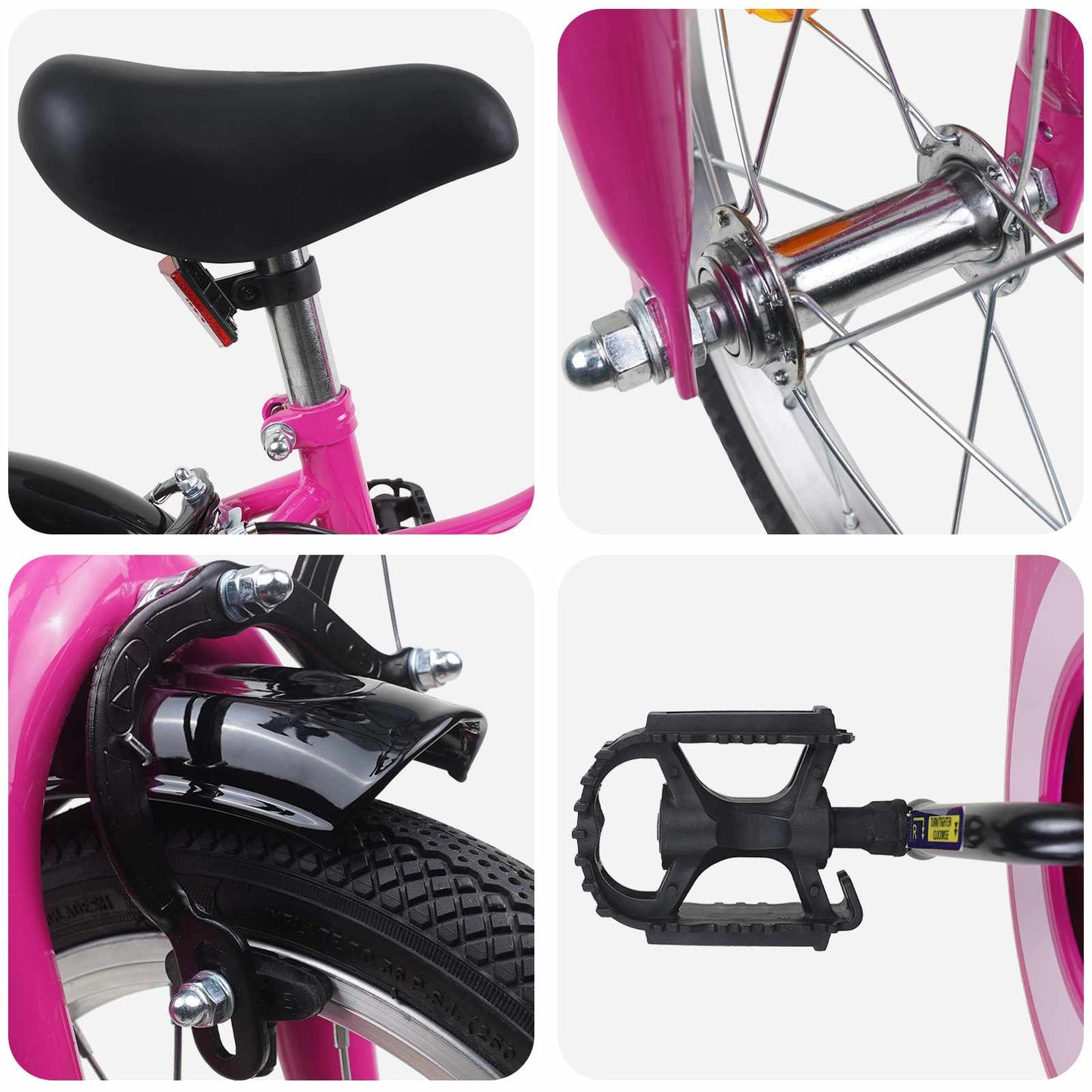 Børnecykel 14 tommer anbefalet til 3-5 år gammel Pink Sort