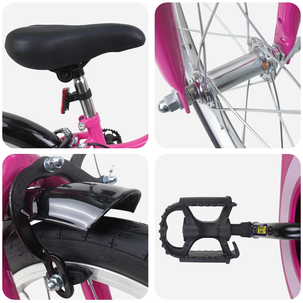 Børnecykel 18 tommer til 5-7 år gammel Pink Sort