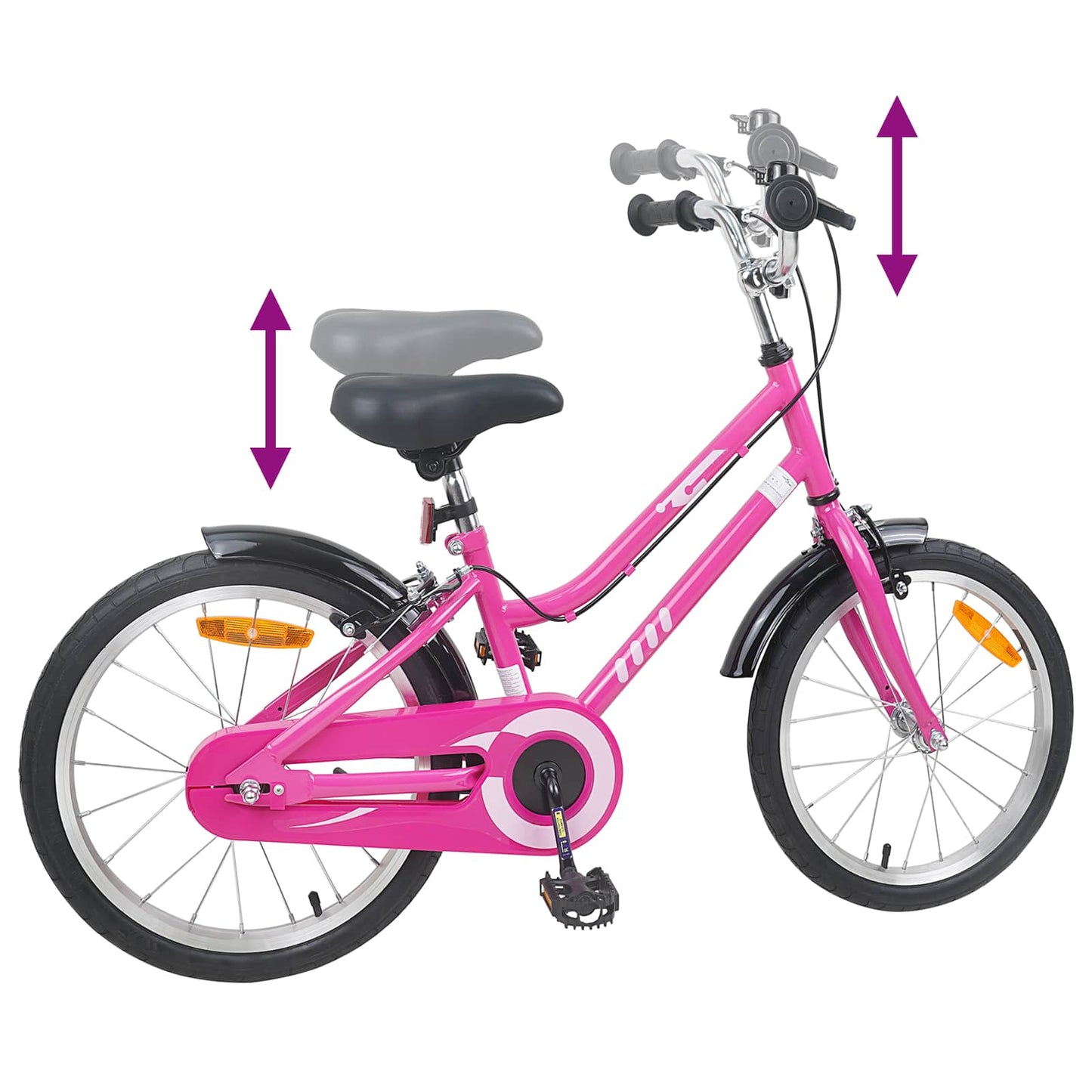 Børnecykel 18 tommer til 5-7 år gammel Pink Sort