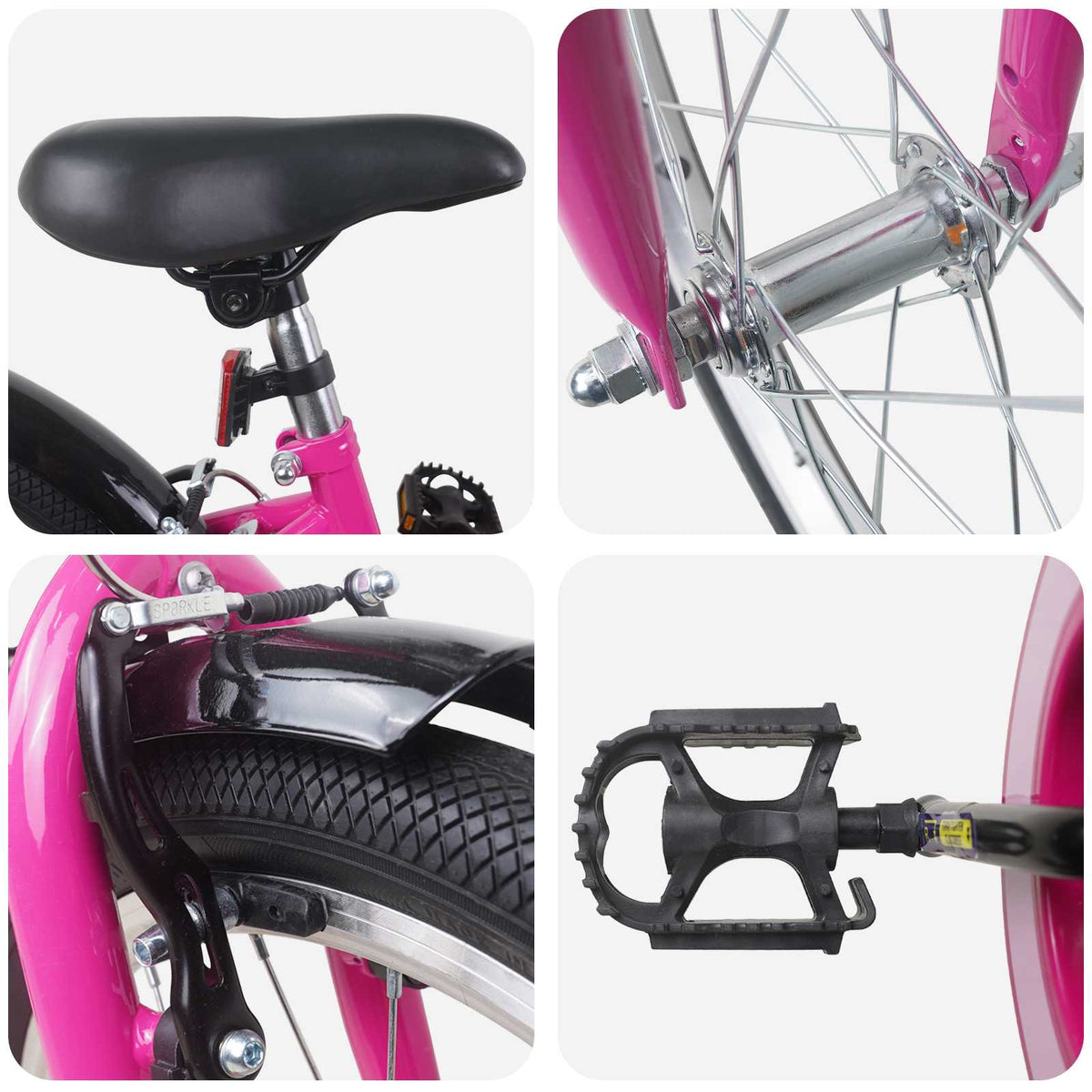 Børnecykel 20 tommer til børn i alderen 6-11 år Pink Sort