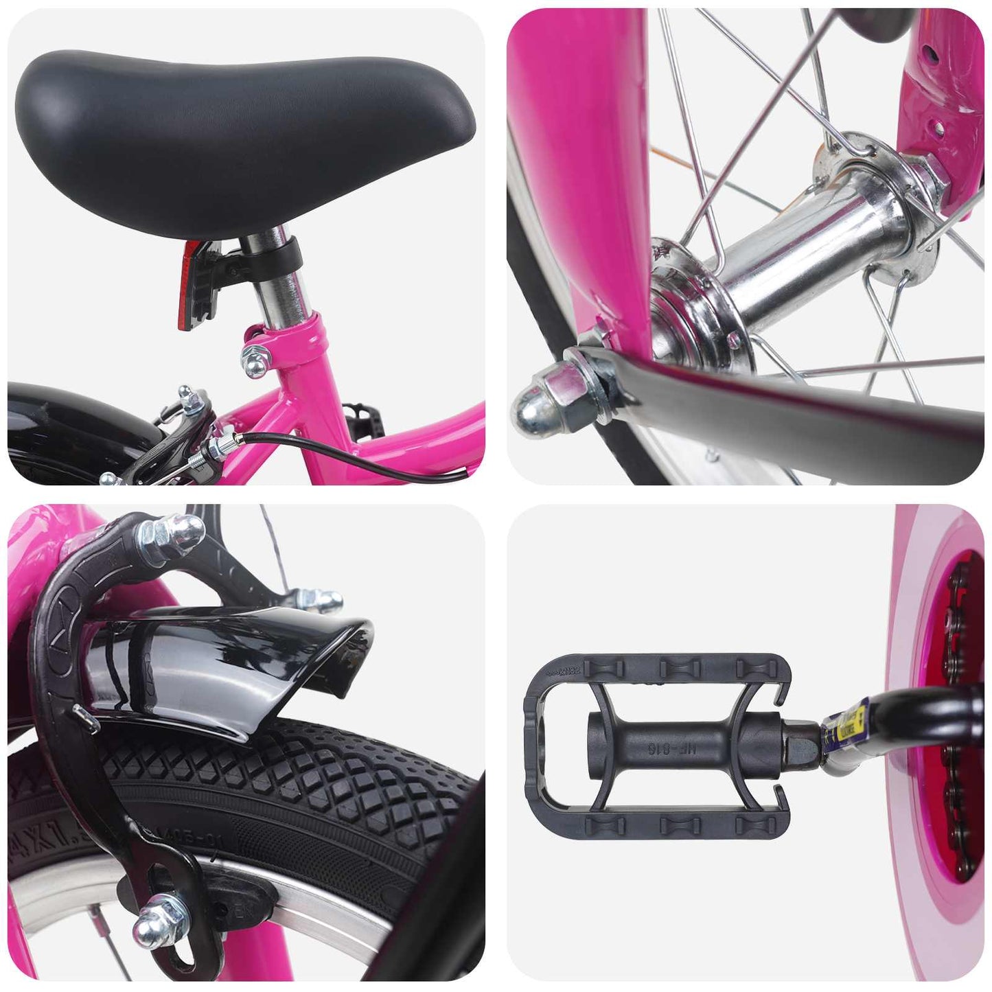 Børnecykel 12 tommer til 2-4 år gamle Pink og Sort