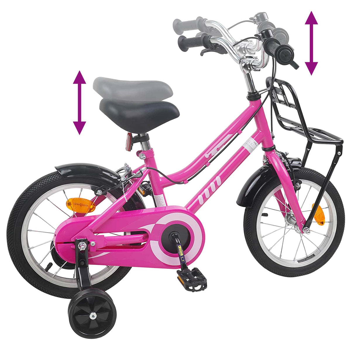 Børnecykel 16 tommer til 4-6 år gamle Pink og Sort