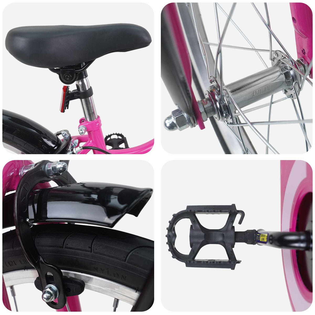 Børnecykel 18 tommer til 5-7 år gammel Pink og Sort