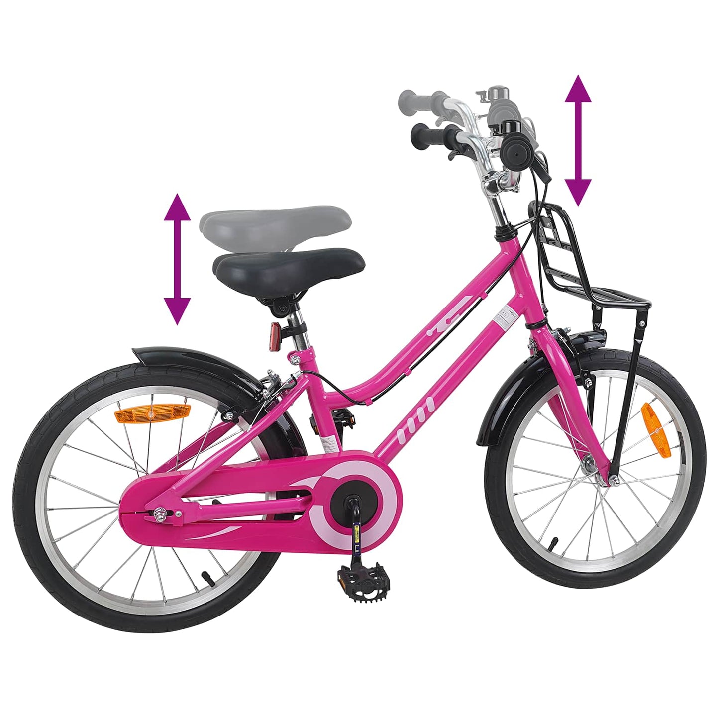 Børnecykel 18 tommer til 5-7 år gammel Pink og Sort