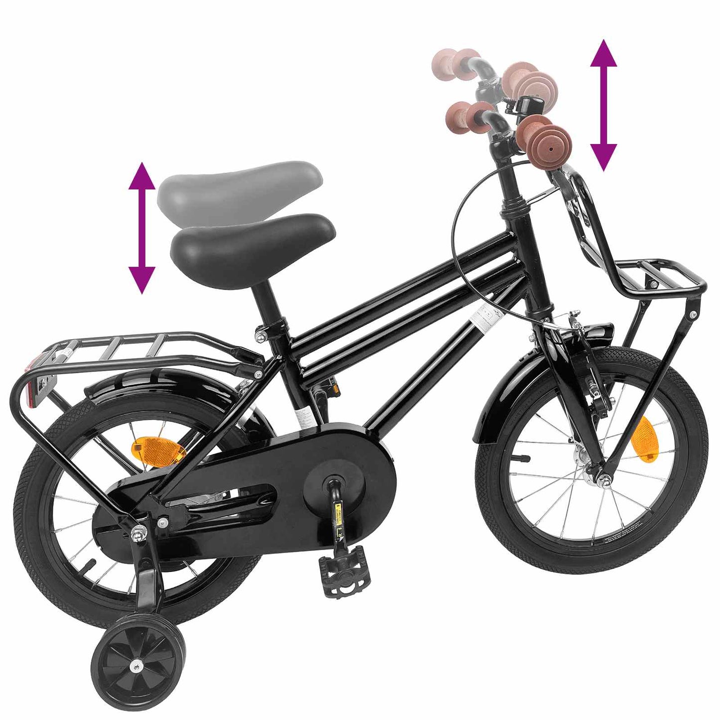 Børnecykel 12 tommer til 2-4 år gamle Sort